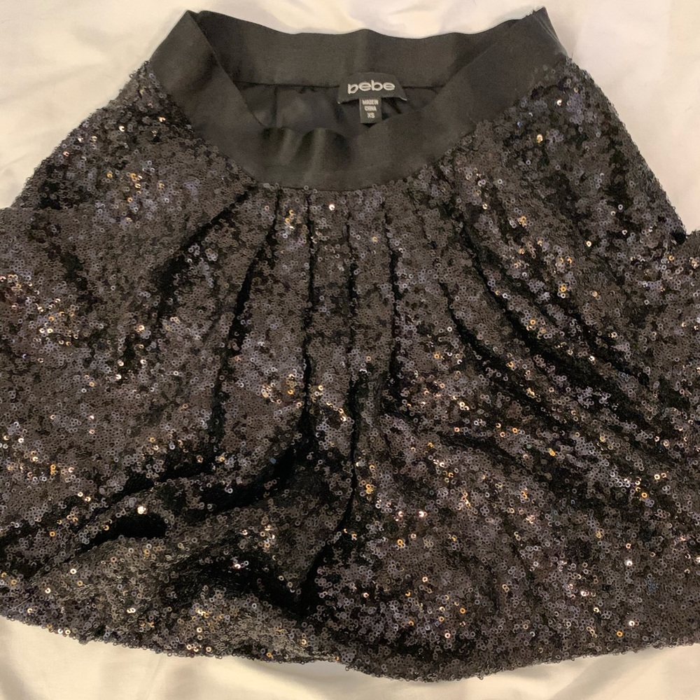 BEBE Black Sequin Tennis Skirt